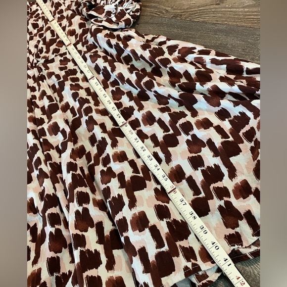 FEMELLA Brown & Pink 3/4 Sleeve Button Front Midi Dress, Size 3x - Picture 11 of 13